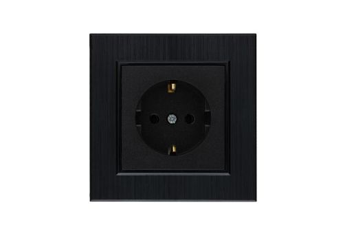 Изображение Розетка 1-м Karea LINE STAR с заземл. чер. Makel 86054028