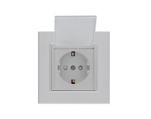 Изображение Розетка 1-м с крышкой Karea LINE STAR с заземл. жемчуж. Makel 86100029