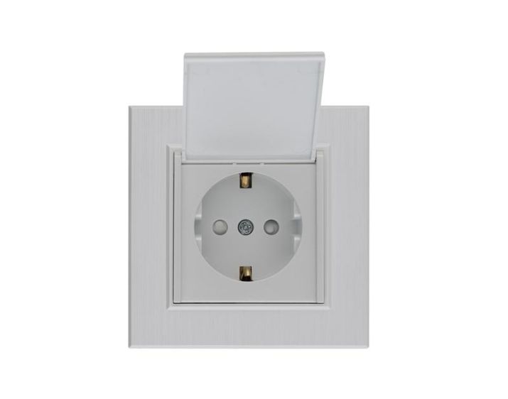Изображение Розетка 1-м с крышкой Karea LINE STAR с заземл. жемчуж. Makel 86100029