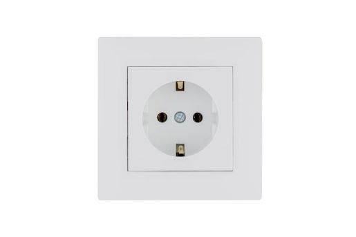 Изображение Розетка 1-м керамика Karea RIZZ с заземл. бел. Makel 88001008