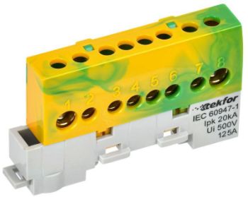 Изображение Шина PE "земля" изол. на универс. держ. 8х12-8-ЖЗ TEKFOR IEK TF-NN20-08-KL-K52