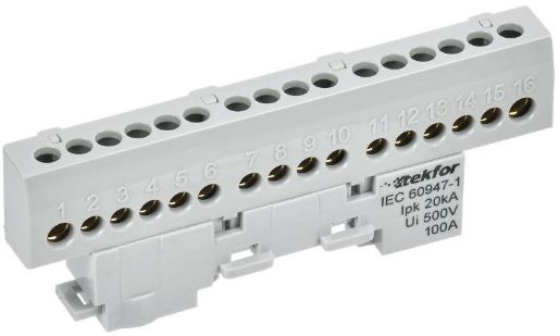 Изображение Шина L "фаза" изол. на универс. держ. 6х9-16-Ср TEKFOR IEK TF-NN10-16-KL-K03