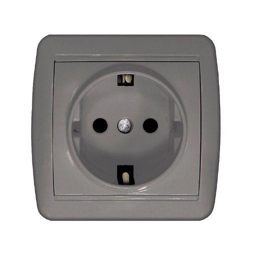 Изображение Розетка 1-м ОП Клио 16А IP44 с заземл. сер. UNIVersal К2228-Gr