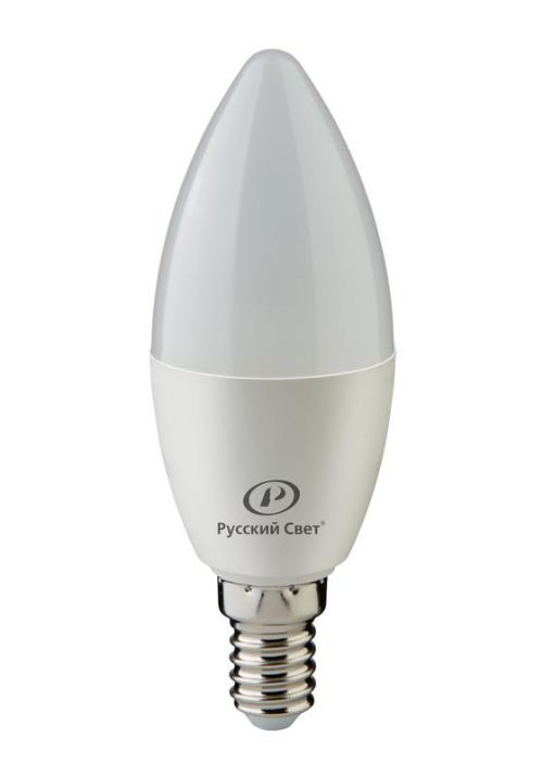 Изображение Лампа светодиодная RS C37 E14 6W 220-240V 2700К 6Вт 600лм Ra 90 свеча Русский Свет 15010545056