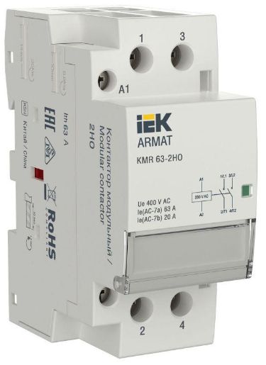 Изображение Контактор модульный KMR 63А 230В AC 2НО ARMAT IEK AR-KMR10-063-20-230