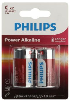 Изображение Элемент питания алкалиновый C/LR14 1.5В Power (блист. 2шт) Philips Б0062687