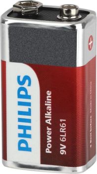 Изображение Элемент питания алкалиновый "крона" 6LR61 9В Power (блист. 1шт) Philips Б0062717