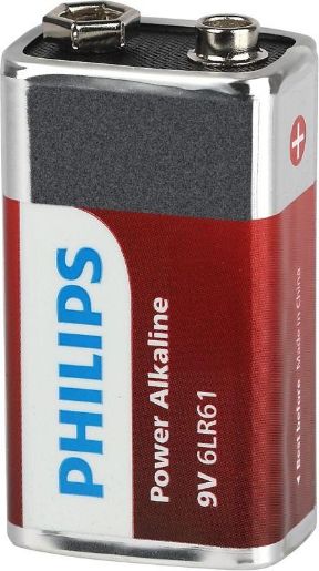 Изображение Элемент питания алкалиновый "крона" 6LR61 9В Power (блист. 1шт) Philips Б0062717
