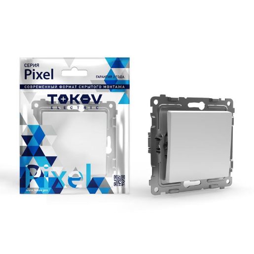 Изображение Переключатель проходной 1-кл. СП Pixel 10А IP20 механизм бел. TOKOV ELECTRIC TKE-PX-P1-C01