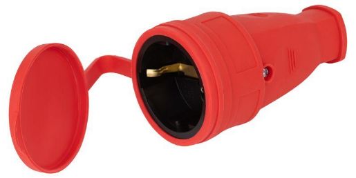 Изображение Розетка RX10-R-IP44 16А IP44 прямая с заземл. каучук красн. ЭРА Б0055419