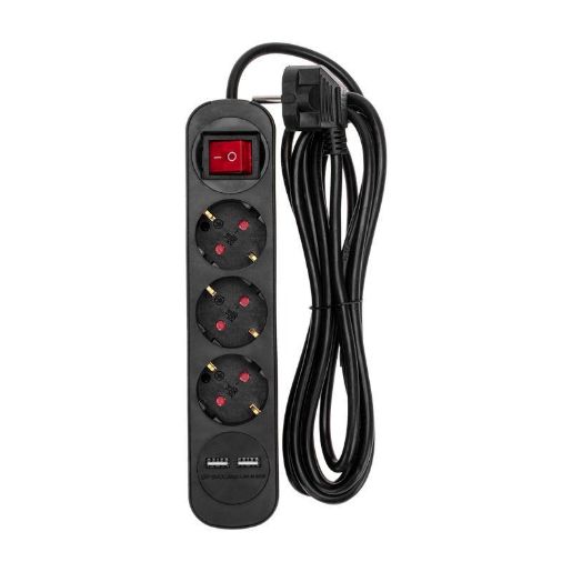Изображение Удлинитель 3х3м с заземл. STANDARD 2хUSB 3х1кв.мм с выкл. черн. Rexant 13-4022