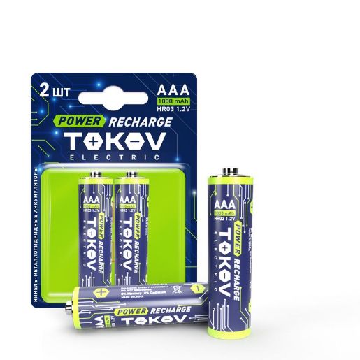 Изображение Аккумулятор AAA/HR03 1000мА.ч (блист.2шт) TOKOV ELECTRIC TKE-NMA-HR03/B2