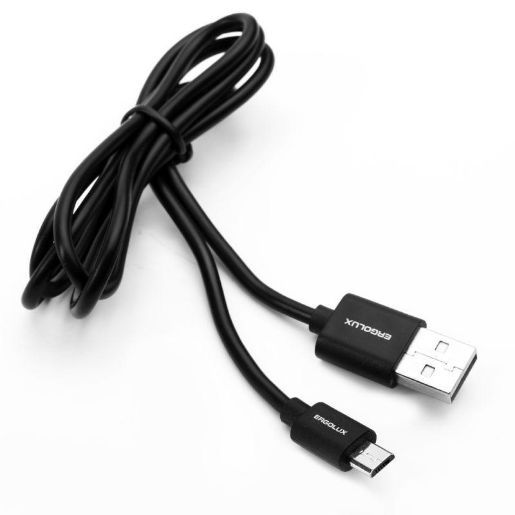 Изображение Кабель USB Micro USB 2А 1м зарядка + передача данных черн. (пакет) ERGOLUX 15088