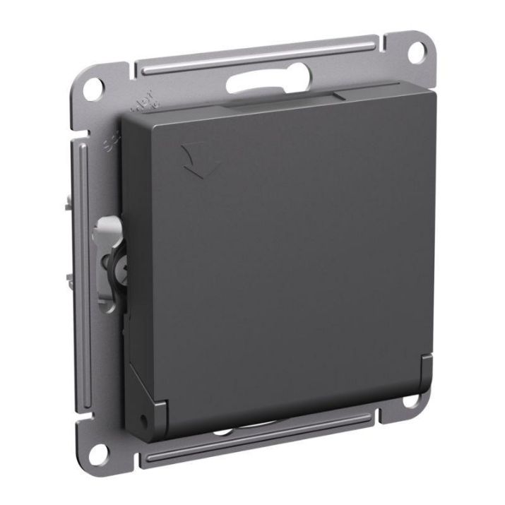 Изображение Розетка AtlasDesign 16А IP20 с заземл. защ. шторки с крышкой механизм базальт SE ATN001446