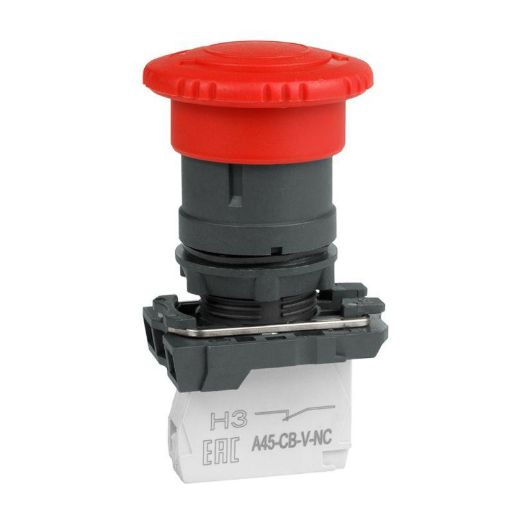 Изображение Кнопка аварийного останова OptiSignal D22 C5-ESTR-11 пластик 1НО+1НЗ возврат поворотом XB5AS8445 КЭАЗ 332193