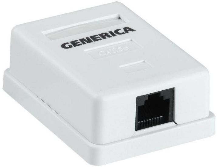 Изображение Розетка компьютерная 1-м ОП RJ45 кат.5E UTP GENERICA CS2-1C5EU-12-G