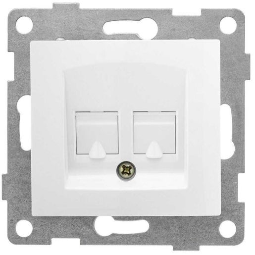 Изображение Розетка компьютерная + телефонная 2-м СП Bravo RJ45 + RJ12 механизм бел. GUSI С10КТ-001