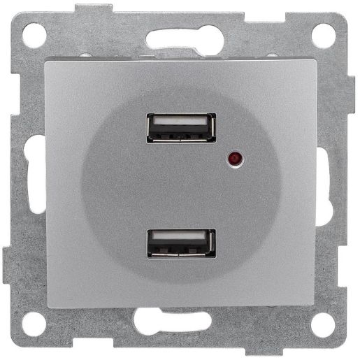 Изображение Розетка USB 2-м СП Bravo механизм серебр. GUSI С10USB2-004