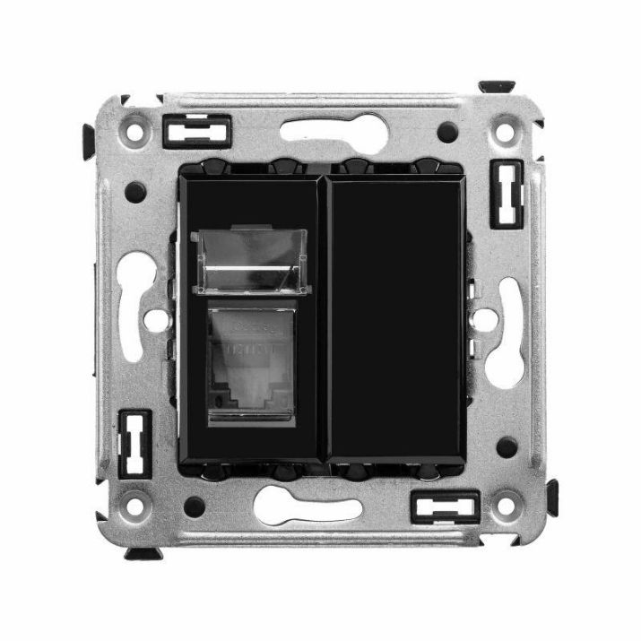 Изображение Розетка компьютерная 1-м СП Avanti "Черный квадрат" RJ45 кат.5E DKC 4402463