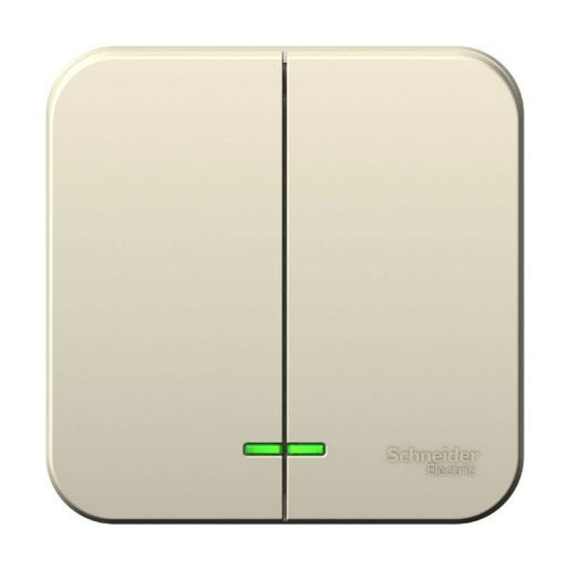 Изображение Выключатель 2-кл. ОП Blanca 10А IP20 (сх. 5) 250В с подсветкой молочн. SE BLNVA105102