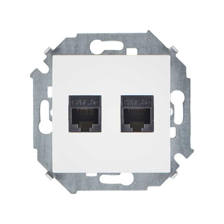 Изображение Розетка компьютерная 2-м Simon 15 RJ45 кат.5E AMP механизм бел. Simon 1591552-030