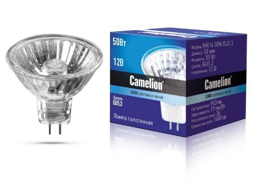 Изображение Лампа галогенная MR16 50Вт 12В Camelion 3060