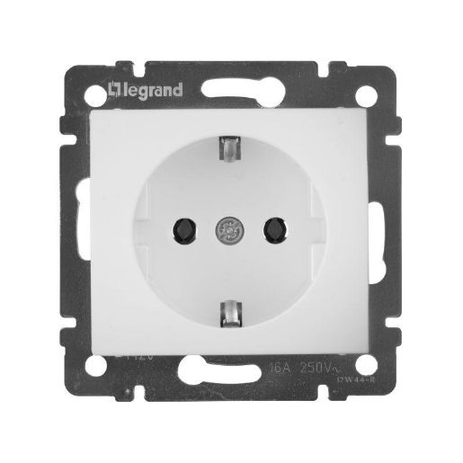 Изображение Розетка 1-м СП Valena 16А IP21 с заземл. на винтах механизм бел. Leg 774420