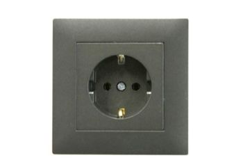 Изображение Розетка 1-м Karea RIZZ STAR с заземл. дым. металлик Makel 88050028