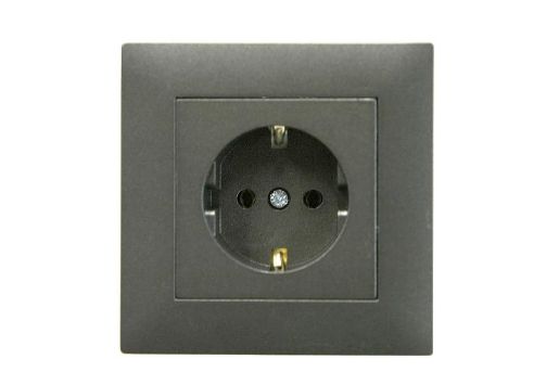 Изображение Розетка 1-м Karea RIZZ STAR с заземл. дым. металлик Makel 88050028
