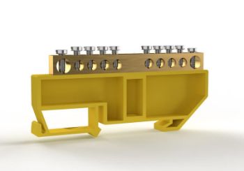 Изображение Шина PE "земля" на DIN-изоляторе 6х9мм 10 отвер. латунь TOKOV ELECTRIC TKE-BCB-69-10-DIN/PE