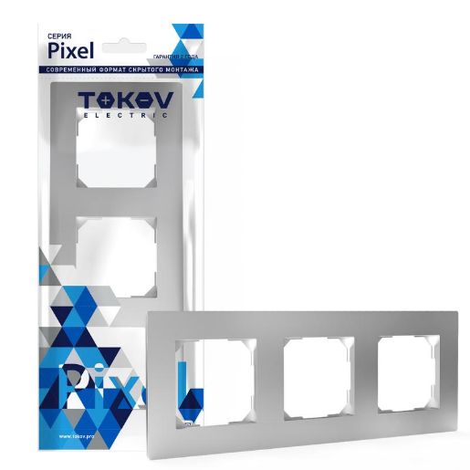 Изображение Рамка 3-м Pixel универс. алюм. TOKOV ELECTRIC TKE-PX-RM3-C03