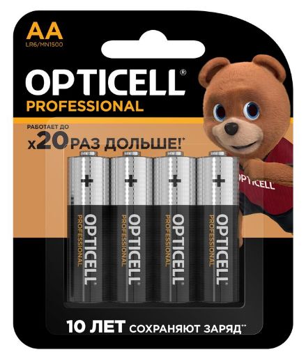Изображение Элемент питания алкалиновый AA/LR6 (блист. 4шт) Professional Opticell 5052001