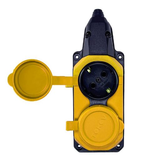 Изображение Колодка удлинителя 2-м с заземл. 16А IP44 каучук желт. TOKOV TKE-C07-KK2-Z