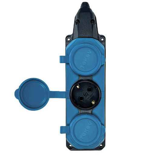 Изображение Колодка удлинителя 3-м с заземл. 16А IP44 каучук син. TOKOV TKE-C08-KK3-Z