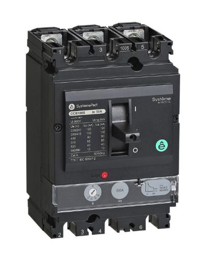 Изображение Выключатель автоматический SYSTEMEPACT CCB100 50кА 3P3D TMD100 рычаг SE SPC100N100L3DF