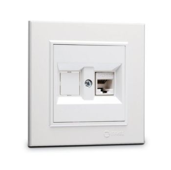 Изображение Розетка компютерная CAT5 + гнездо СП Karea IP20 бел. Makel 56001035
