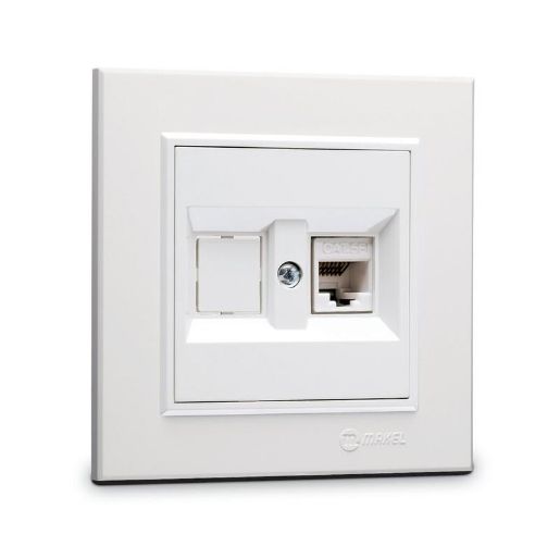 Изображение Розетка компютерная CAT5 + гнездо СП Karea IP20 бел. Makel 56001035