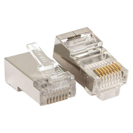 Изображение Коннектор RJ45 (8P8C) кат.5E экранир. 30мкд универс. (уп.20шт) TERACOM PRO EKF TRP-PLUG-5EFTP-20