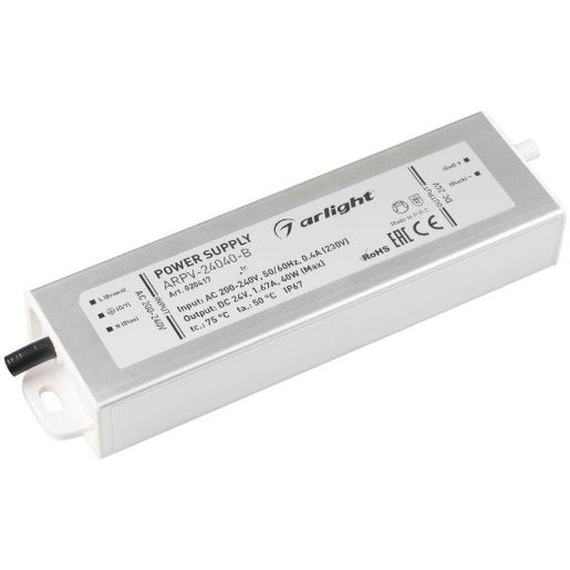 Изображение Блок питания ARPV-24040-B 24В 1.7А 40Вт IP67 метал. 3 года Arlight 020417