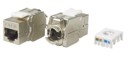 Изображение Вставка Keystone Jack RJ45 (8P8C) кат.6 экранир. 180град. Toolless KJ8-8P8C-C6-180-TLS-SH-F-WH бел. Hyperline 426188