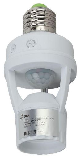 Изображение Датчик движения MD 015 E27 60Вт 360град. 6м IP20 (501600) бел. Эра Б0043792
