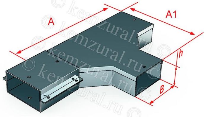 Изображение Короб тройниковый СТ 100х100 УХЛ1 (S=0.7мм) КЭМЗ 382 101001 57