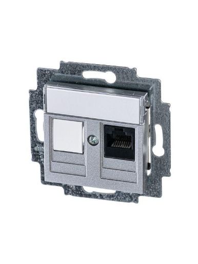 Изображение Розетка компьютерная Levit RJ45 кат.5E с заглушкой серебр. ABB 2CHH295117A6070