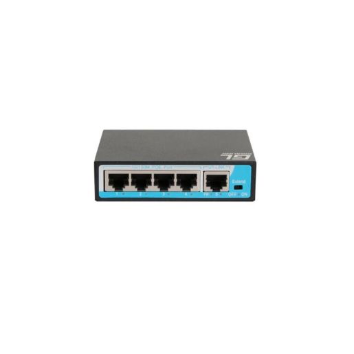 Изображение Коммутатор неуправляемый 4 PoE (802.3af) порта 10/100Мбит/с до 250 метров cat6 1Upl 60W GIGALINK GL-SW-F005-04P