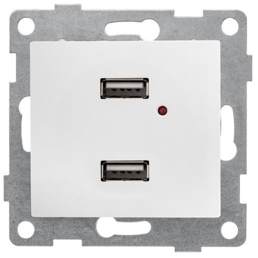 Изображение Розетка USB 2-м СП Bravo механизм бел. GUSI С10USB2-001