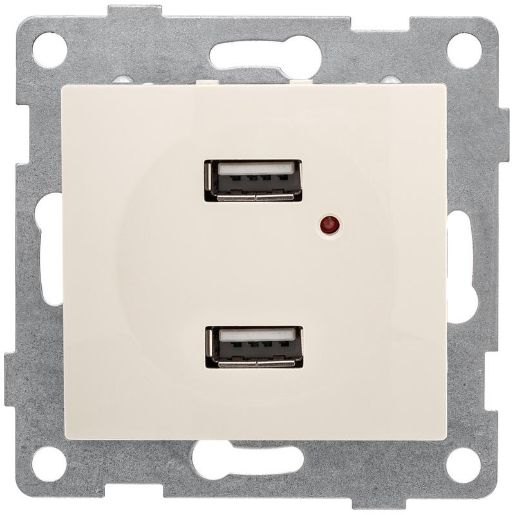 Изображение Розетка USB 2-м СП Bravo механизм беж. GUSI С10USB2-003