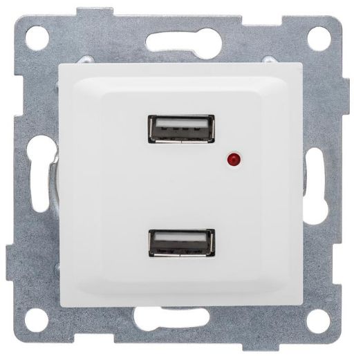 Изображение Розетка USB 2-м СП Ugra механизм бел. GUSI С11USB2-001