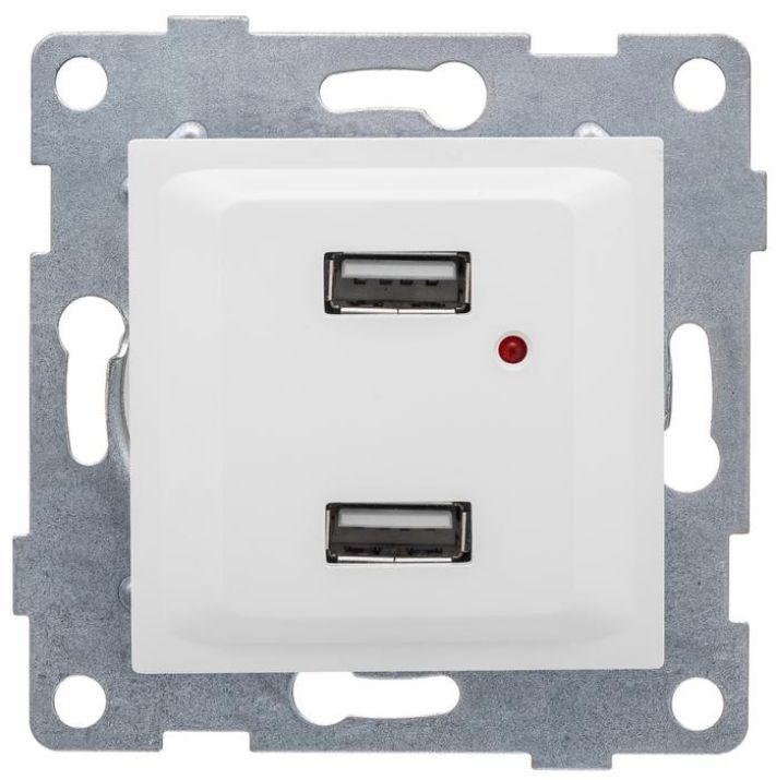 Изображение Розетка USB 2-м СП Ugra механизм бел. GUSI С11USB2-001
