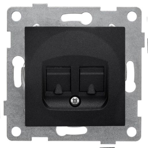 Изображение Розетка компьютерная + телефонная 2-м СП Bravo RJ45 + RJ12 механизм графит GUSI С10КТ-010