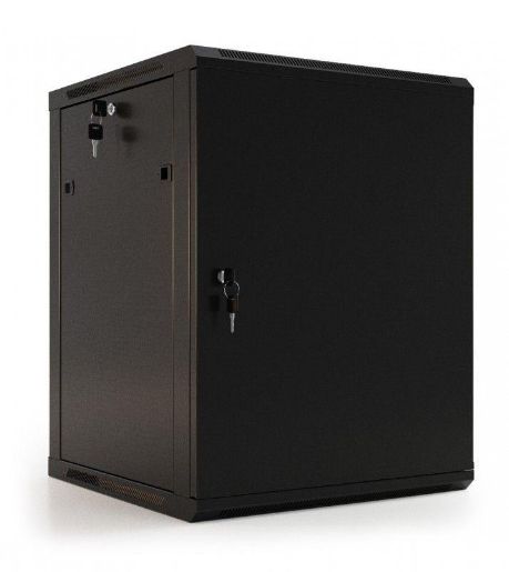 Изображение Шкаф настенный TWB-0645-SR-RAL9004 19дюйм 6U 367х600х450мм метал. перед. дверь с замком две боковые панели черн. (RAL 9004) (разобранный) Hyperline 395302